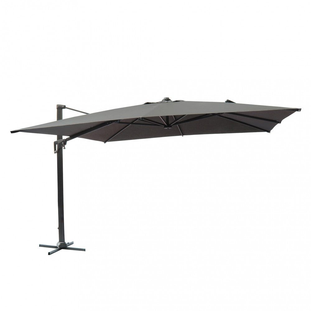 Ombrellone a braccio da giardino quadrato 4x4 nero con telo grigio Skyline
