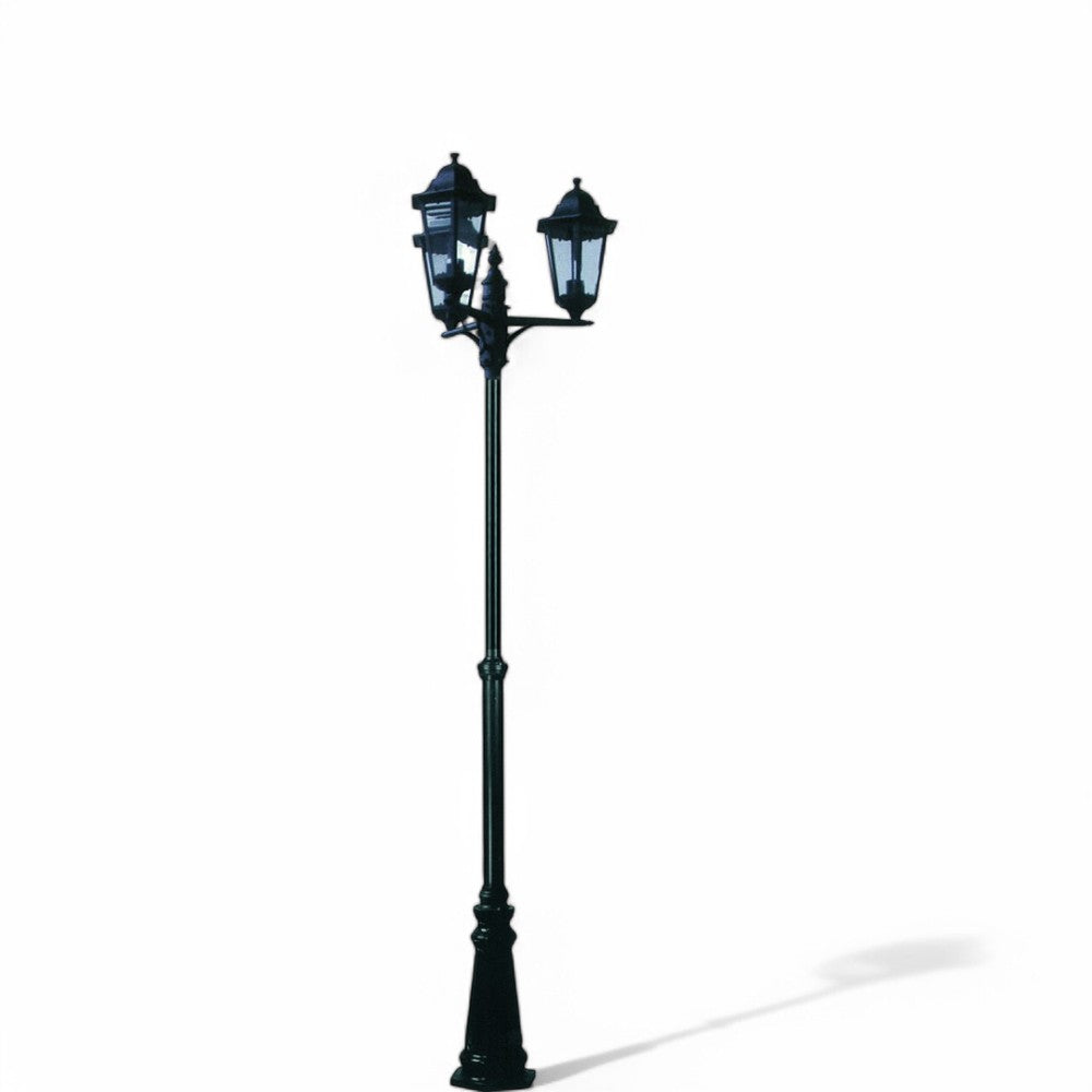 Lampadaire 3 lumières sur poteau modèle Berlin - 3X100w IP44 cm.230h. couleur noire