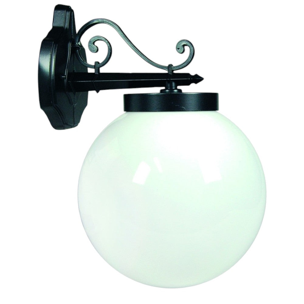 Lanterne avec bras supérieur travaillé, modèle Sfera - 100w IP44 mm.290x383h. couleur noire