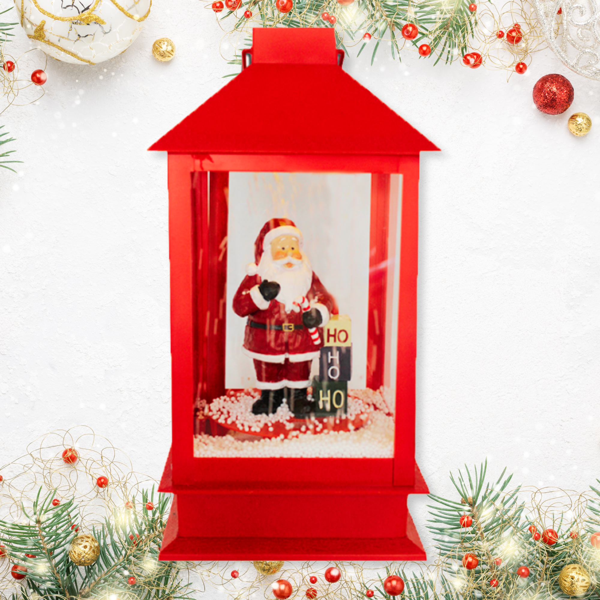 Mobile de Noël Père Noël avec neige 15x15x32h cm
