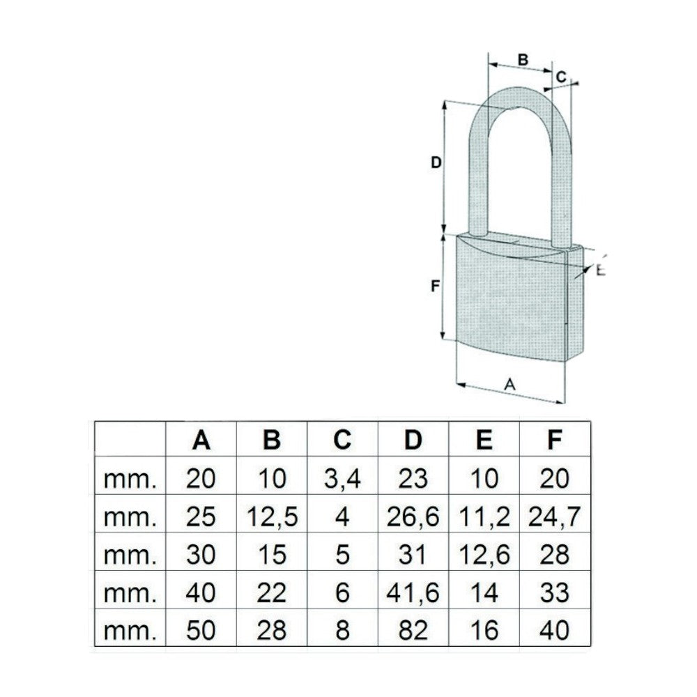 Cadenas à anse longue en laiton Prium Pl112 - mm.50 (PL1825000)