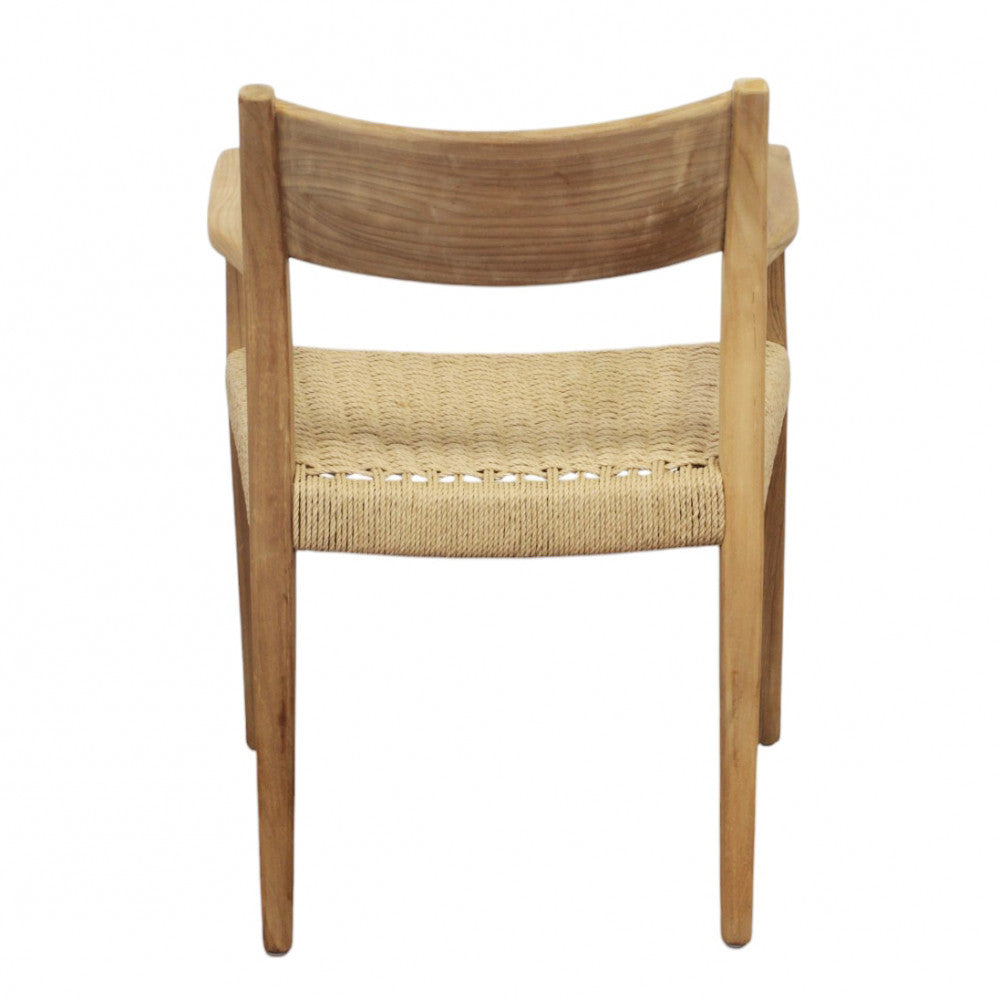 Poltrona impilabile in legno teak e wicker 59x60x80 cm da esterno Agra