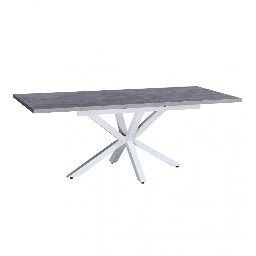 Tavolo allungabile con piano in mdf grigio e struttura in metallo bianco 90x160/200xH75 cm Gariè