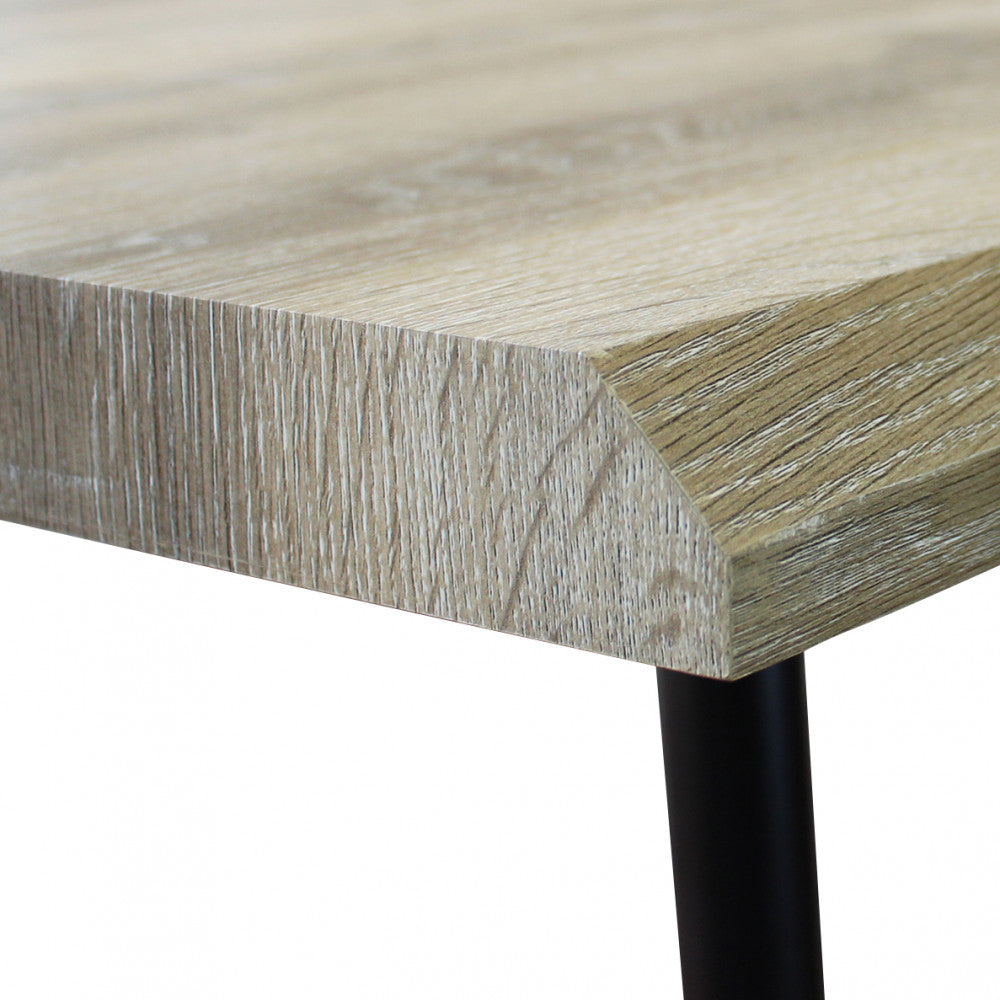Tavolo rettangolare con struttura in metallo e piano in mdf marrone effetto pietra 90x160xH75 cm Dabber