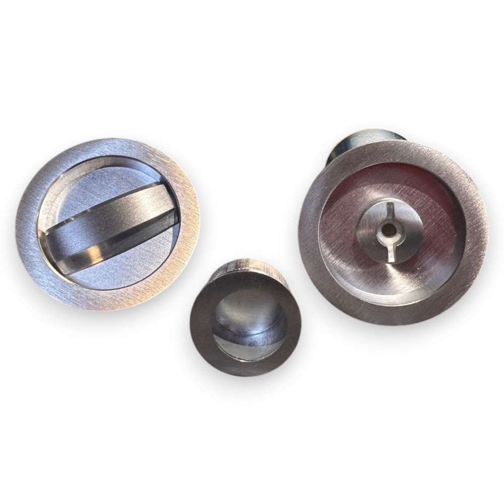 Poignée ronde pour porte coulissante invisible avec pêne en façade, épaisseur de porte 40-48 mm