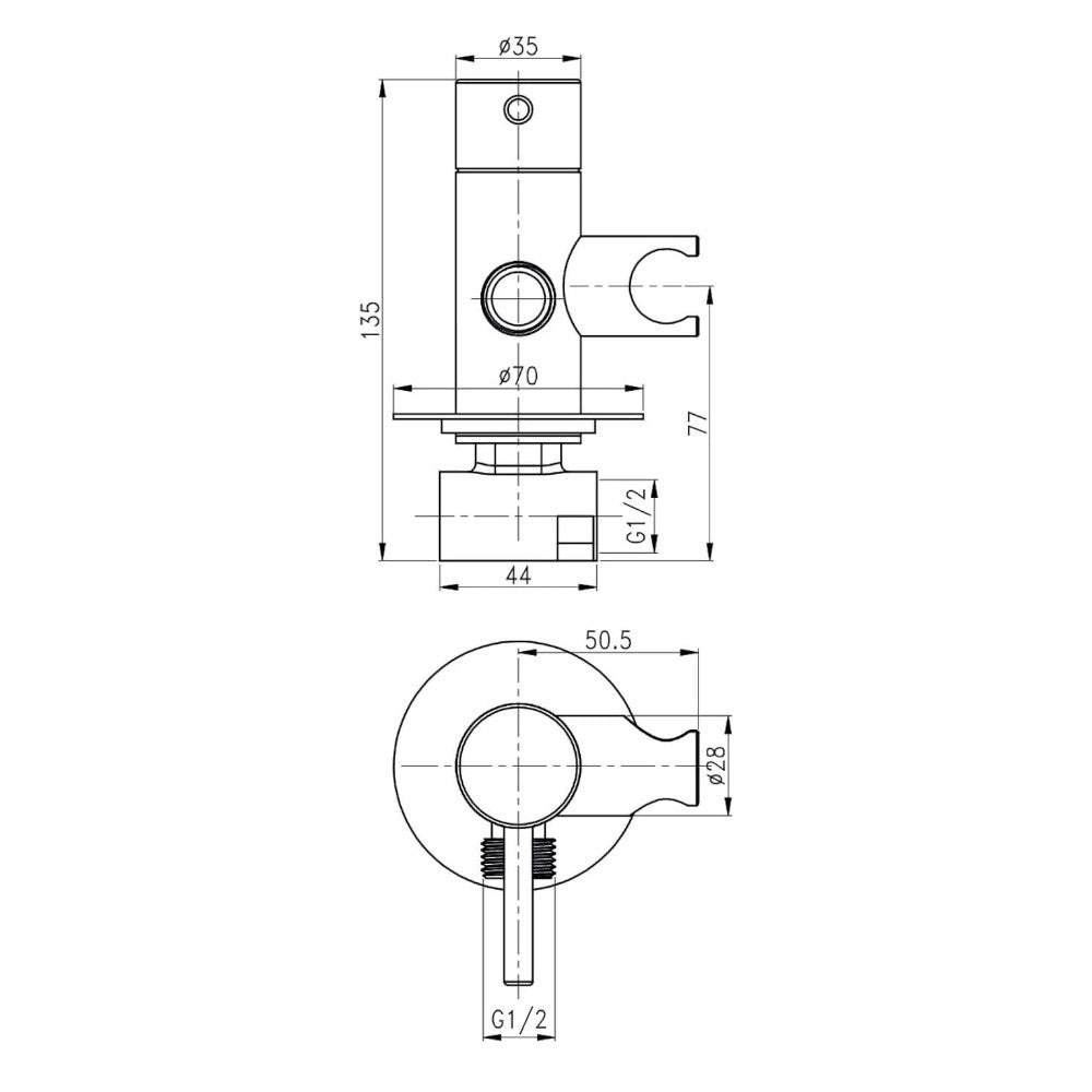 Miscelatore incasso tondo con supporto integrato cromo 1/2" M
