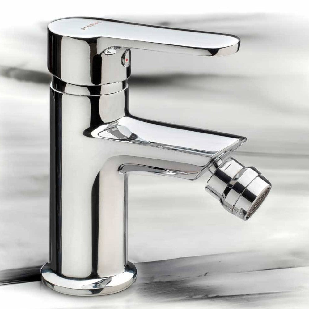 Miscelatore bidet in acciaio cromato con scarico e flessibili