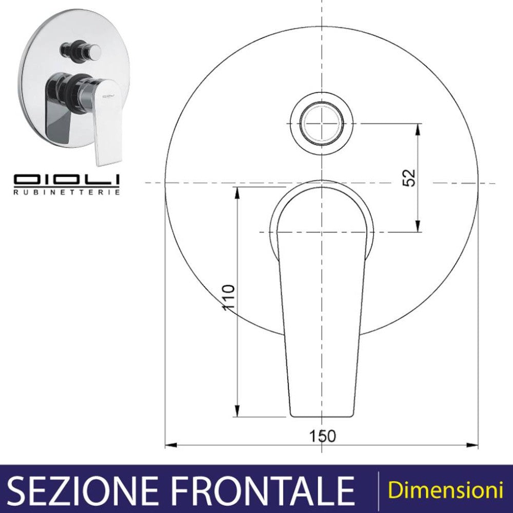 Miscelatore doccia a incasso con deviatore in ottone cromato New Detroit