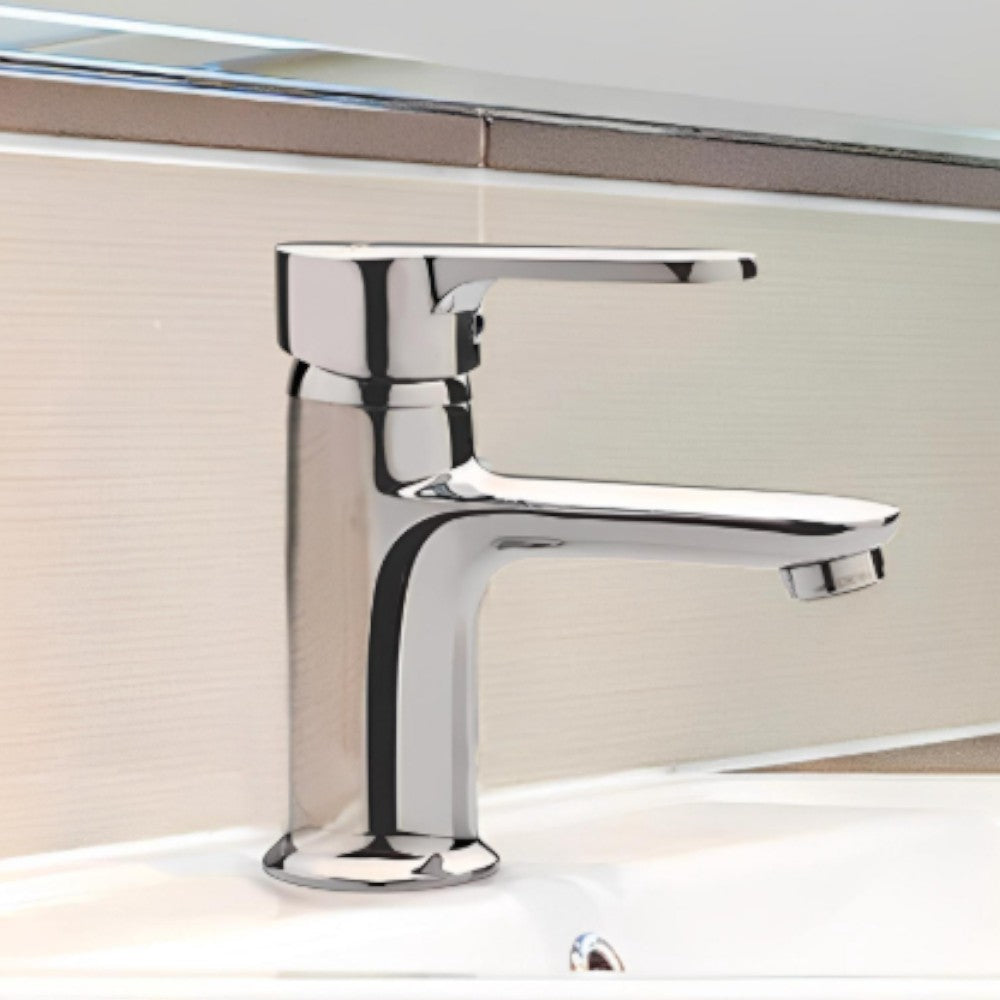 Miscelatore lavabo in acciaio cromato con scarico e flessibili Prius