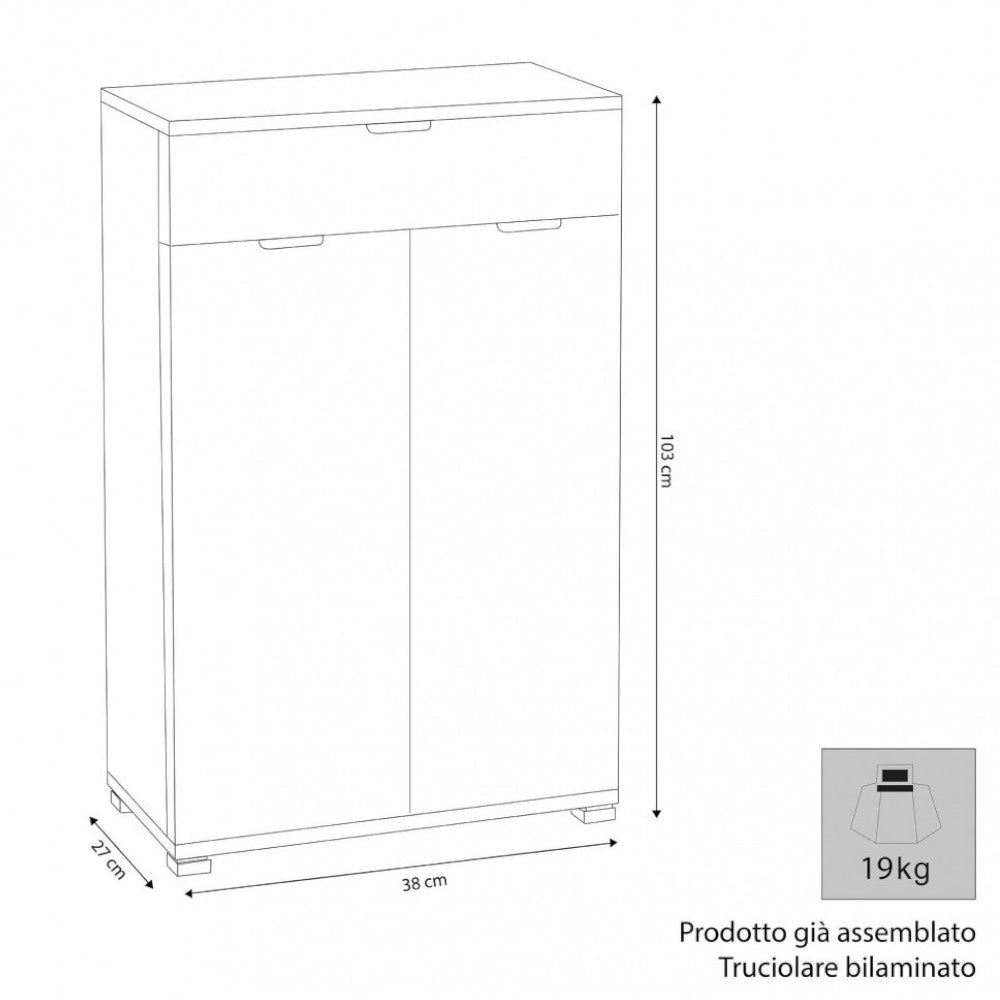Armoire avec 2 portes et 1 tiroir couleur noyer