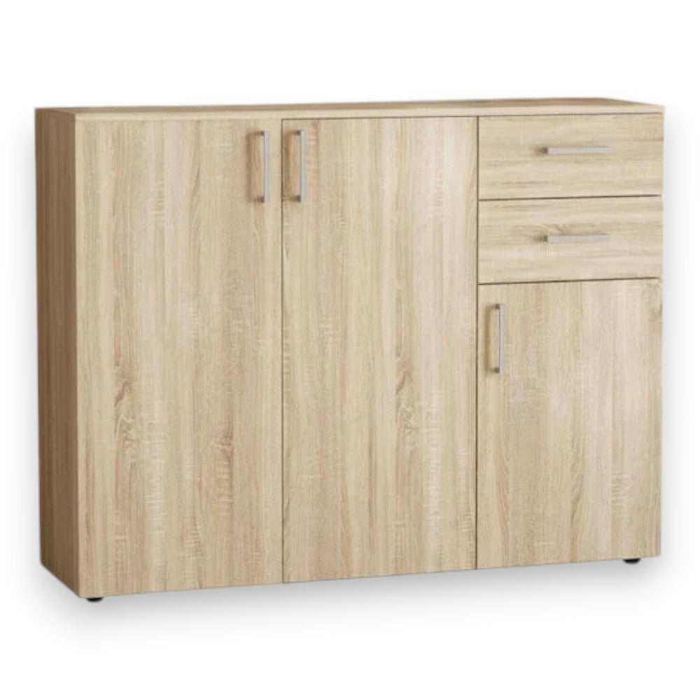 meuble de rangement avec trois portes et deux tiroirs 'flexy s3' pin clair 106x36x83h cm