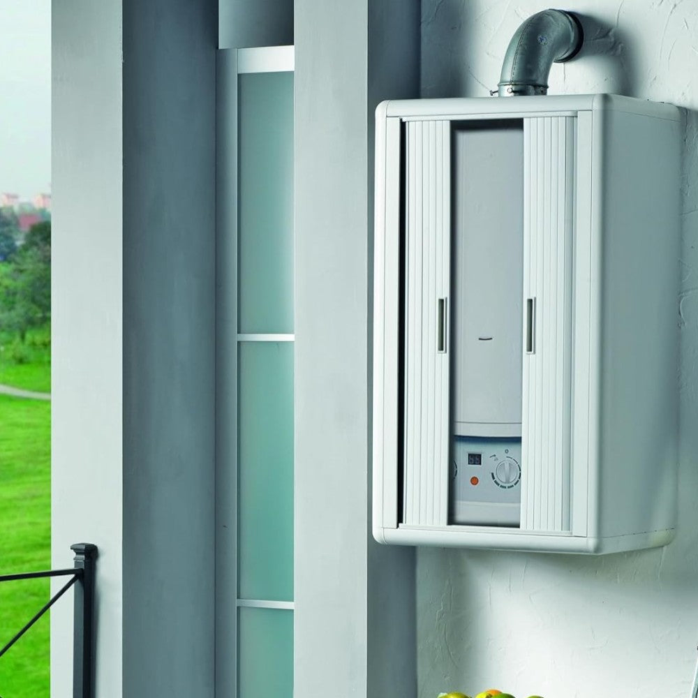 Armadio copricaldaia apertura a serranda himalaya easy roll bianco