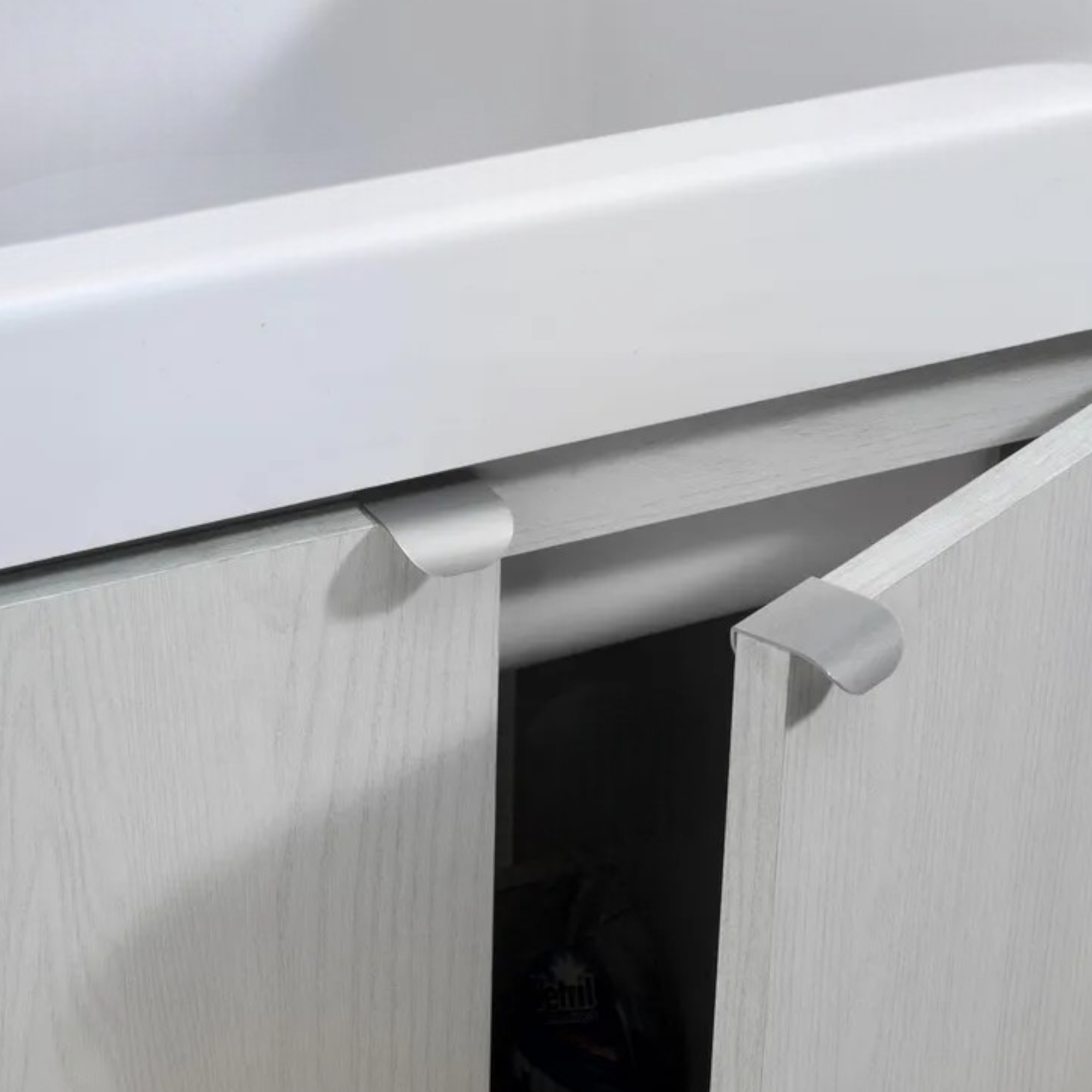 Mobile lavatoio sospeso da parete 60x50x65 cm pensile da interno con struttura in legno nobilitato finitura olmo perlato e vasca in resina con bordo alto