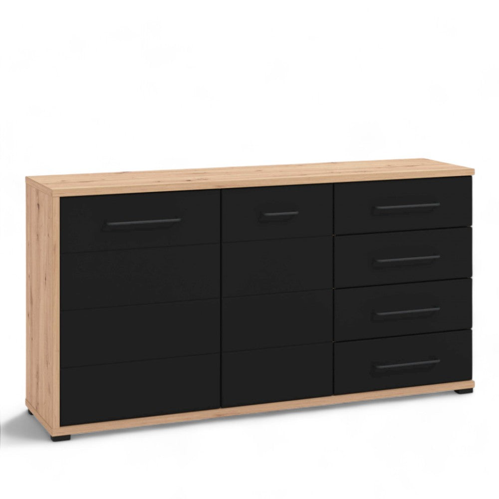 11011472 Armoire Lusitania en chêne Craftsman et noir