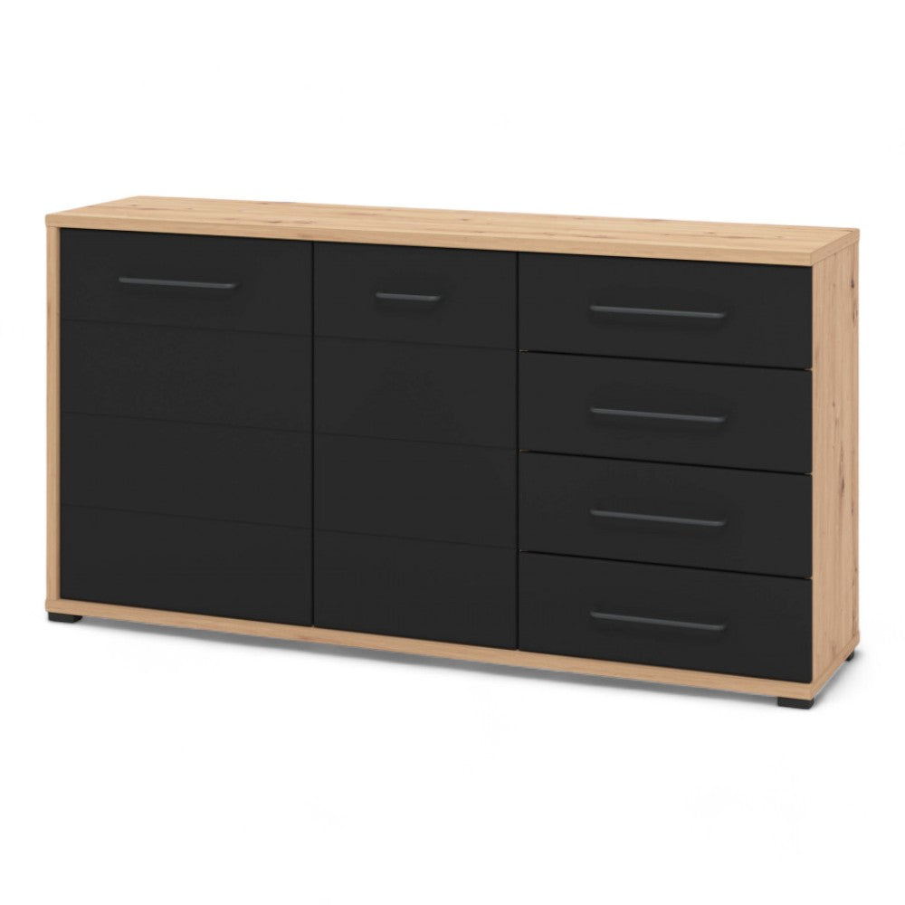 11011472 Armoire Lusitania en chêne Craftsman et noir