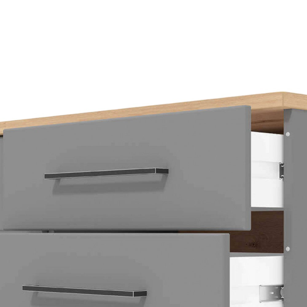 11011467 Armoire Lisabon Craftsman Chêne Et Gris Graphite