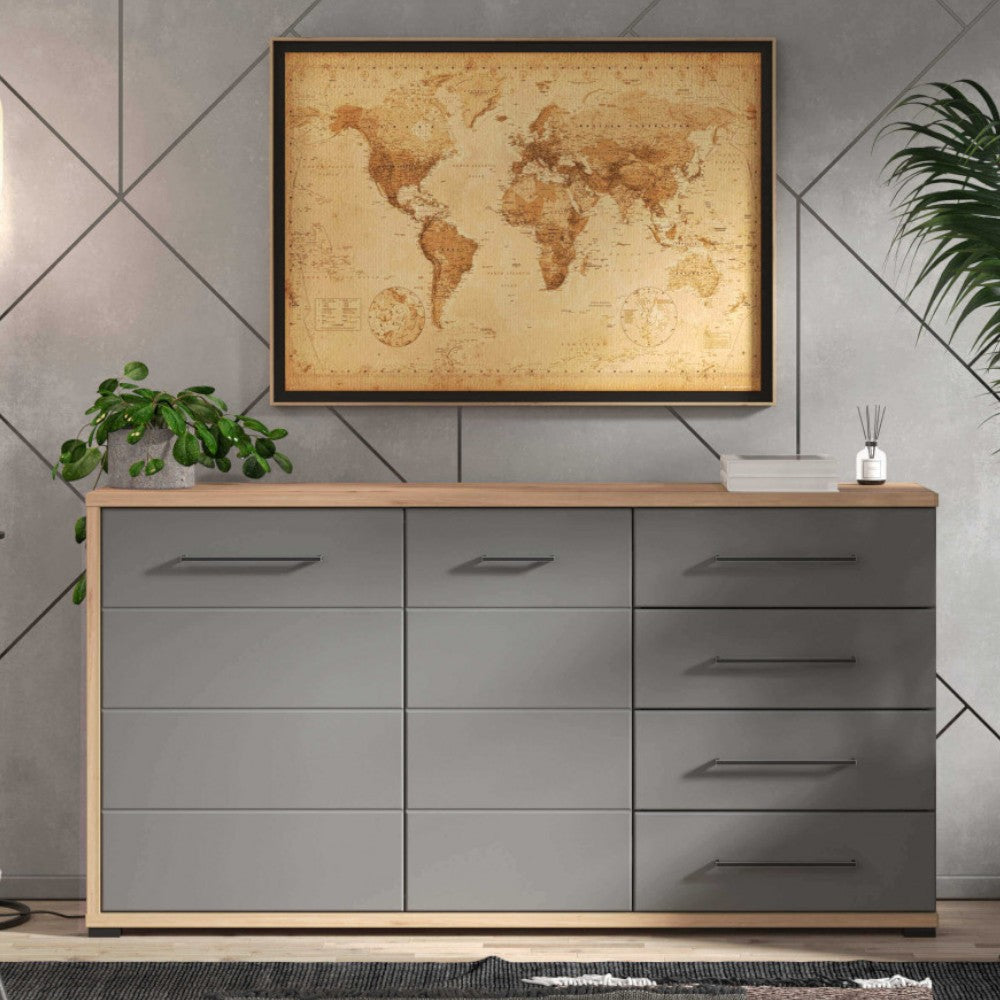 11011467 Armoire Lisabon Craftsman Chêne Et Gris Graphite