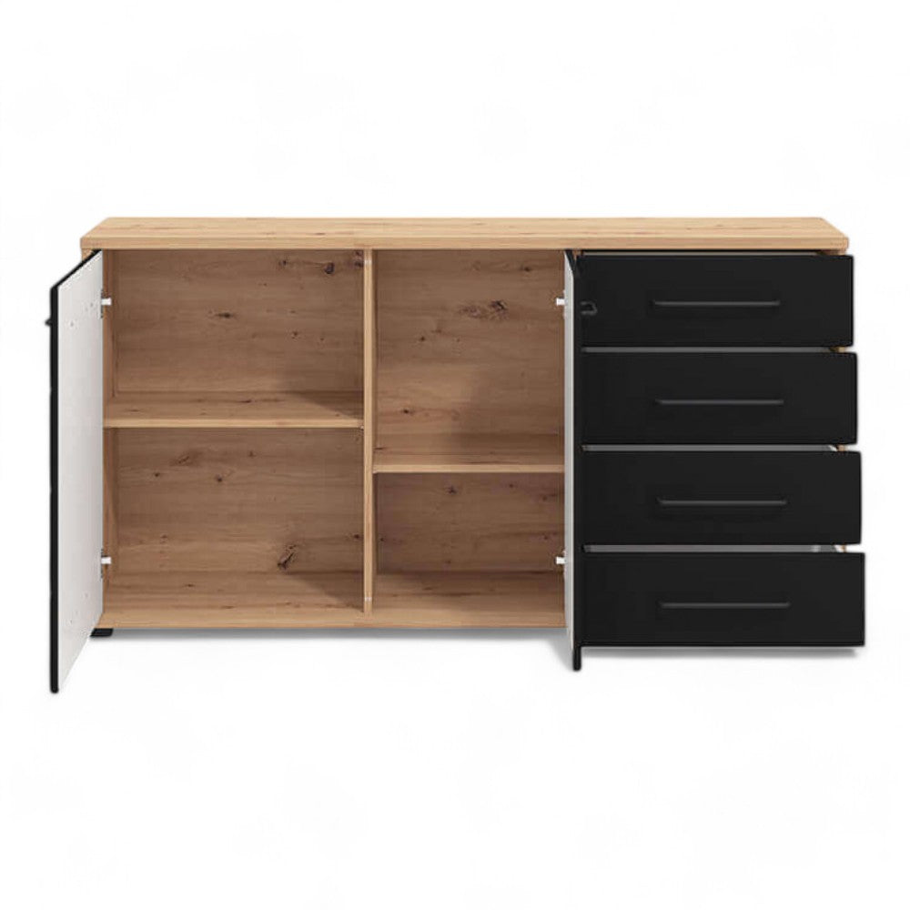 11011472 Armoire Lusitania en chêne Craftsman et noir