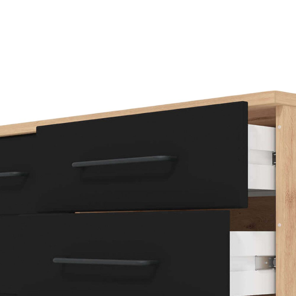 11011472 Armoire Lusitania en chêne Craftsman et noir