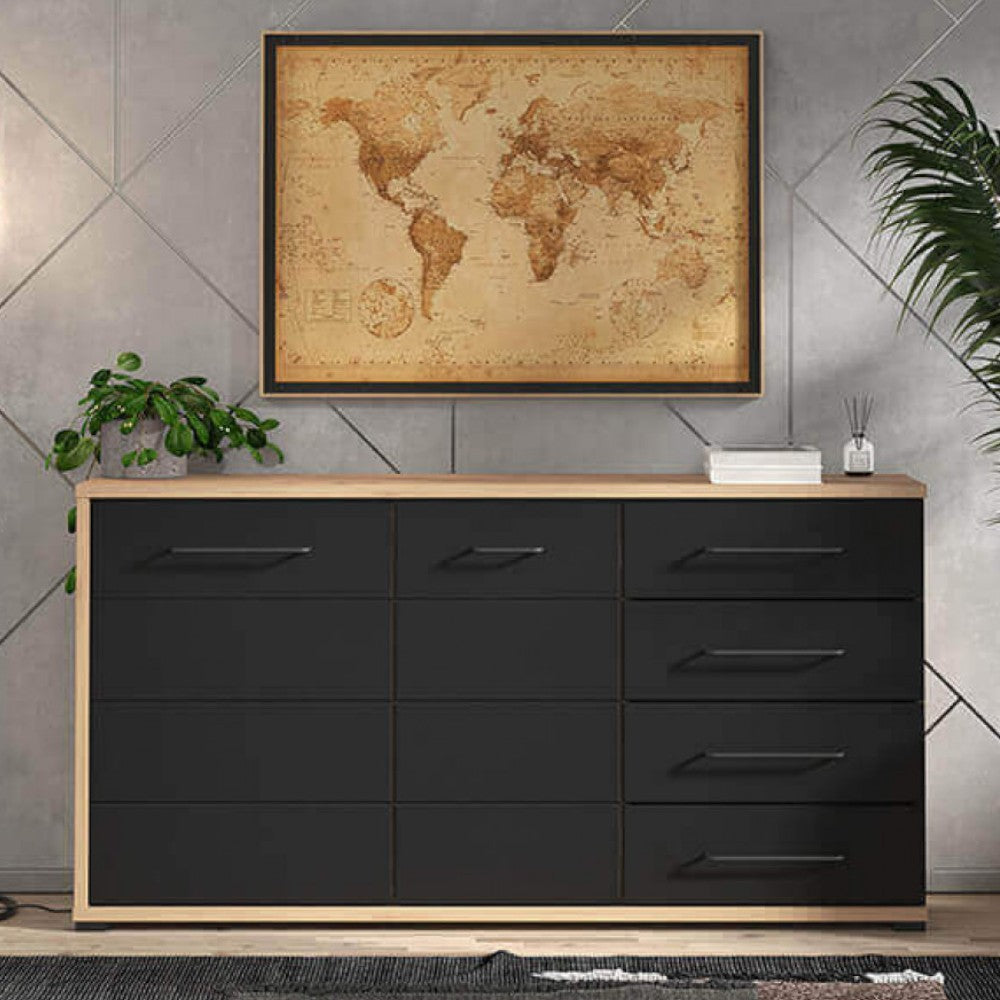 11011472 Armoire Lusitania en chêne Craftsman et noir