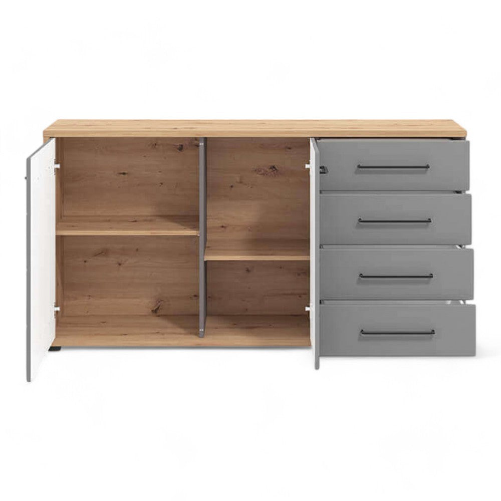 11011467 Armoire Lisabon Craftsman Chêne Et Gris Graphite