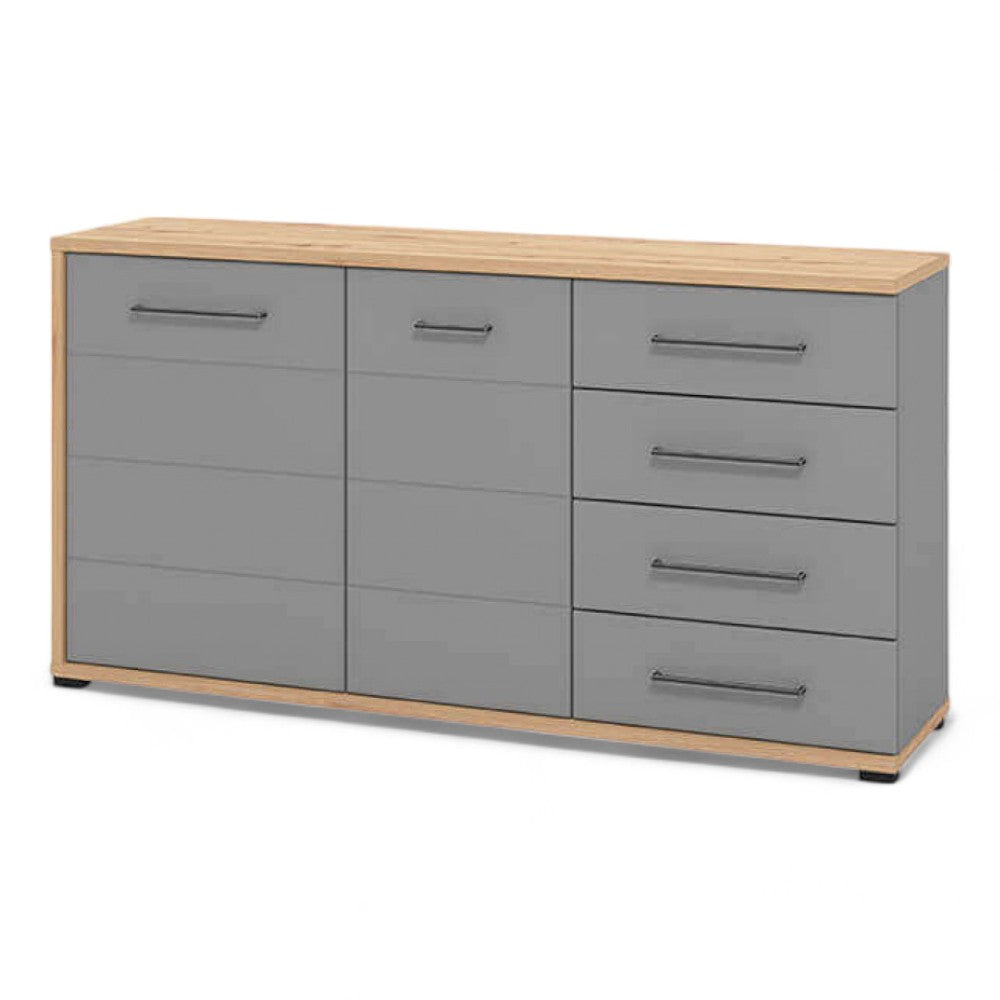 11011467 Armoire Lisabon Craftsman Chêne Et Gris Graphite