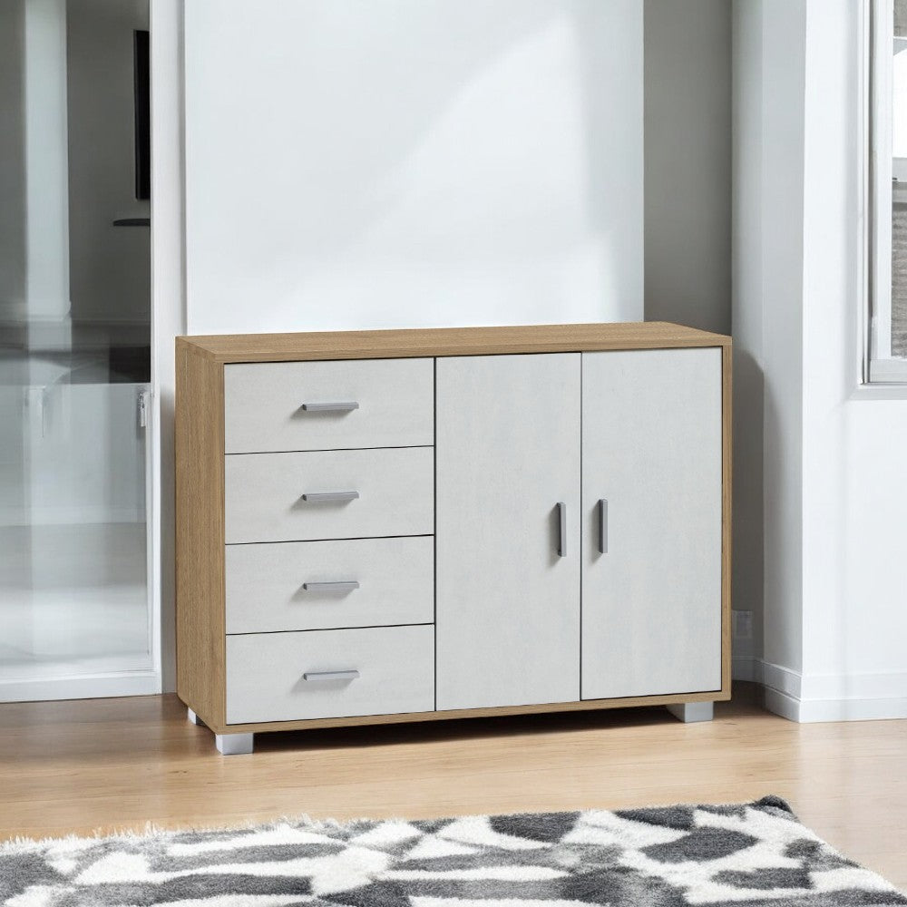 A799Nsosk Kit armoire 2 portes 4 tiroirs en noyer Stelvio et oxyde blanc