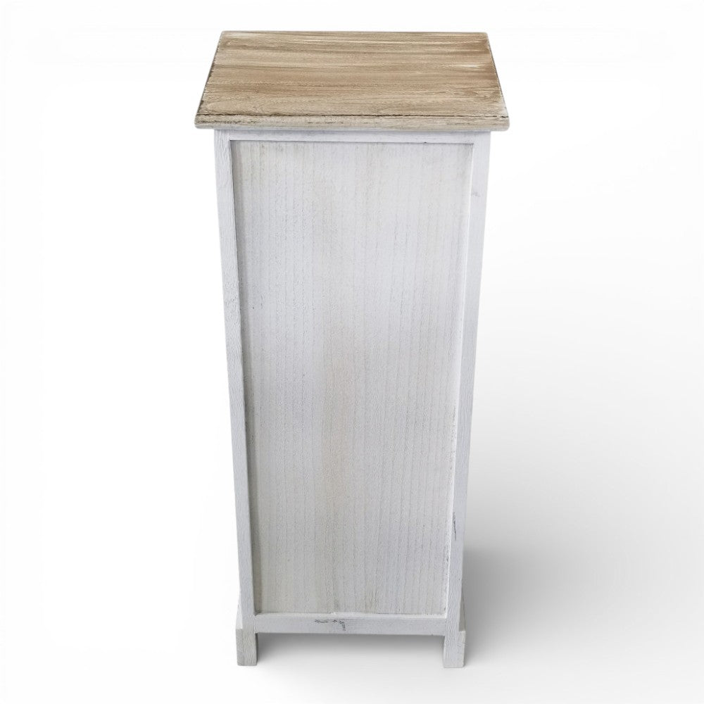 Mobiletto in legno con quattro cassetti fisso con decorazioni 29x25xH72 cm
