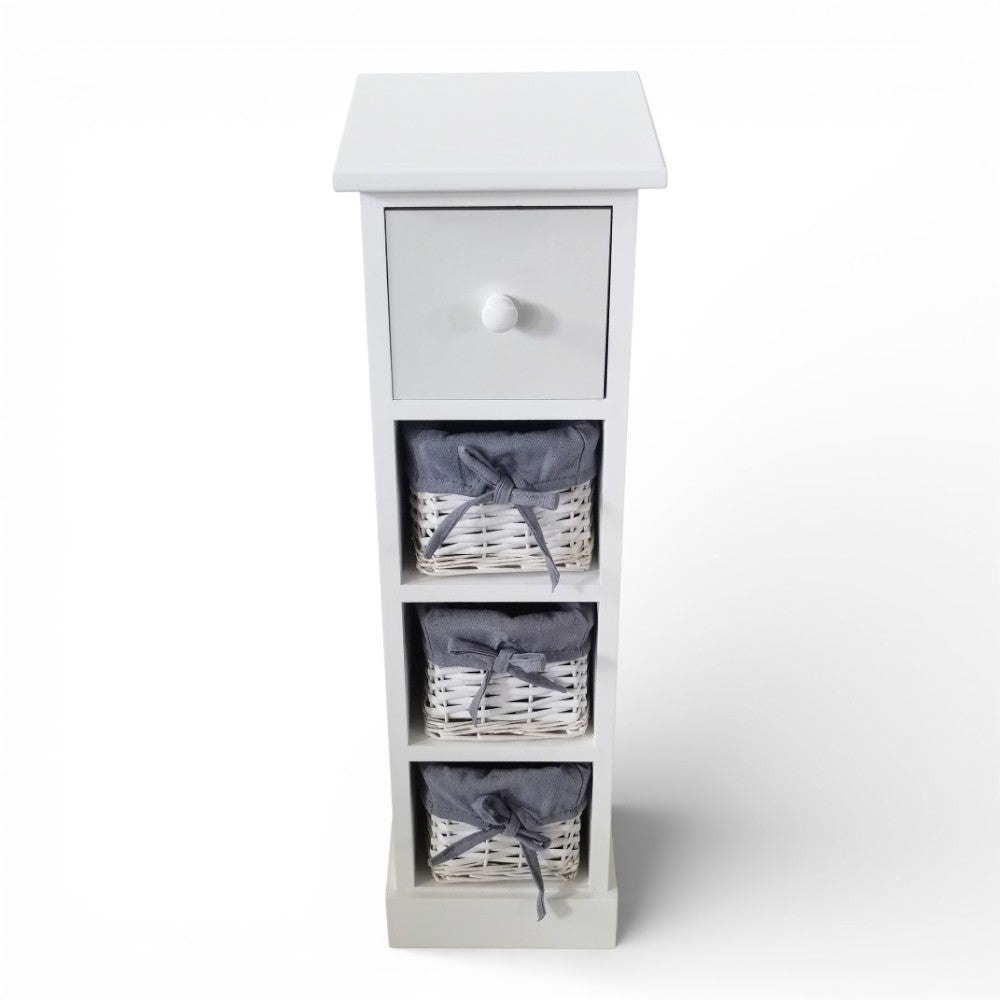 Mobiletto in legno quattro cassetti bianco stile contemporaneo 21x21xH70 cm