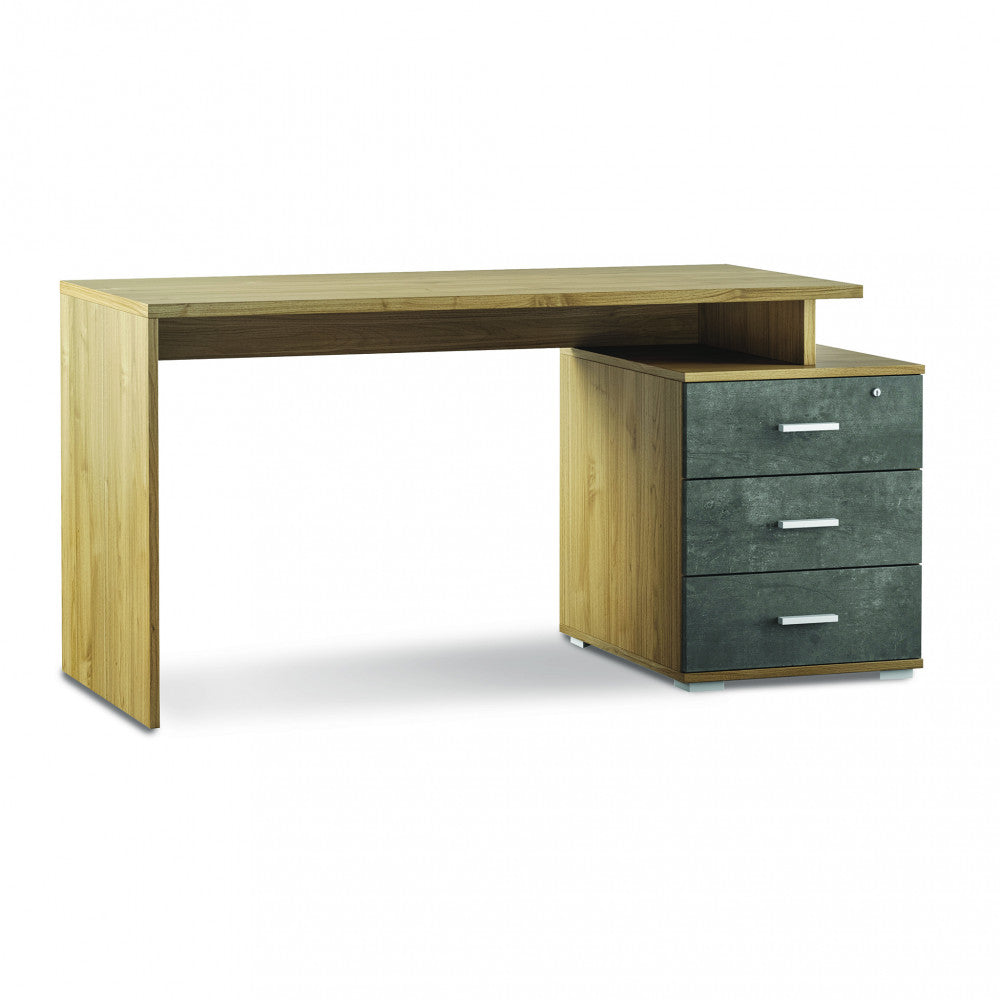 Adb625Nsondk Bureau L154 3 Tiroirs Kit Droit Stelvio Noyer Et Noyer / Oss Noir