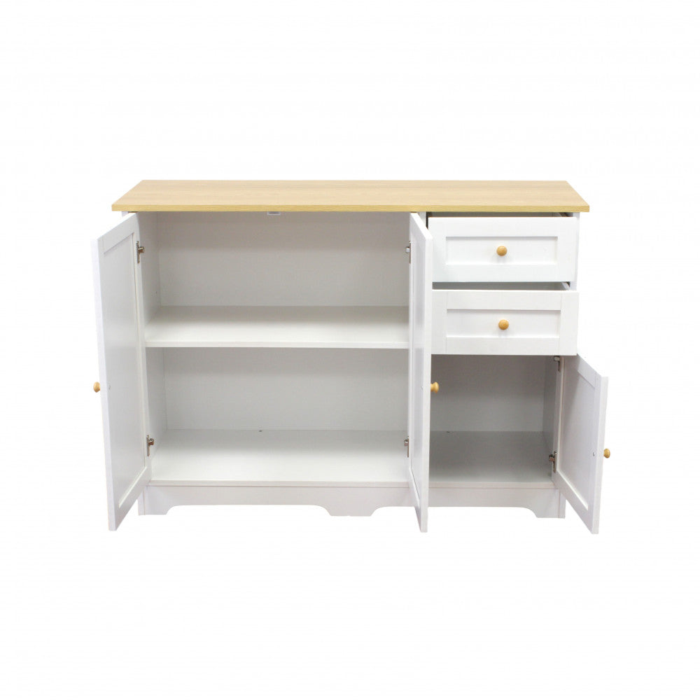 Mobile credenza da ingresso casa in legno bianco con ante 3 e 2 cassetti
