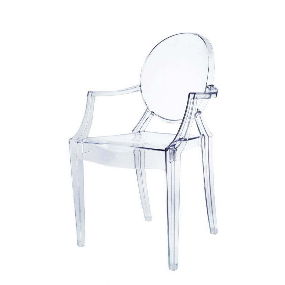Fauteuil Emma en polycarbonate transparent avec accoudoirs