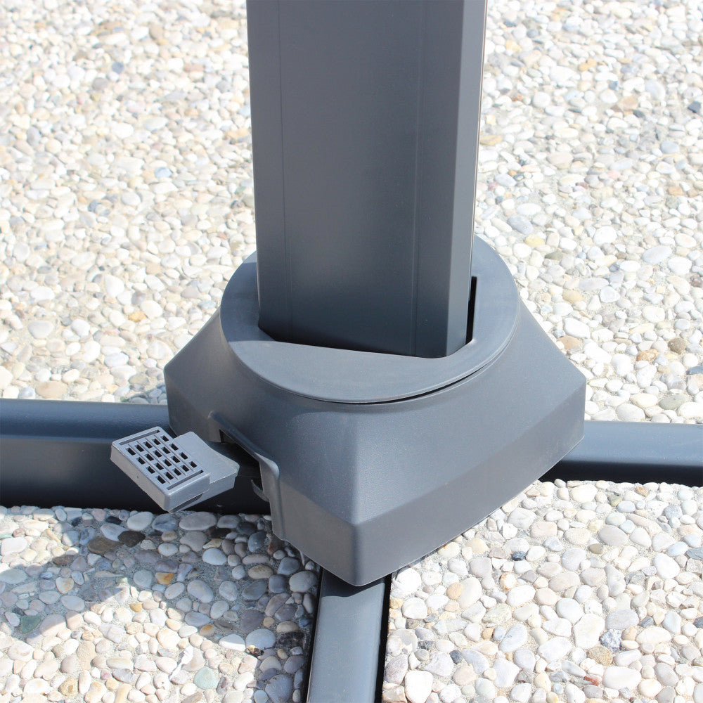 Ombrellone a braccio da giardino quadrato 4x4 nero con telo grigio Skyline