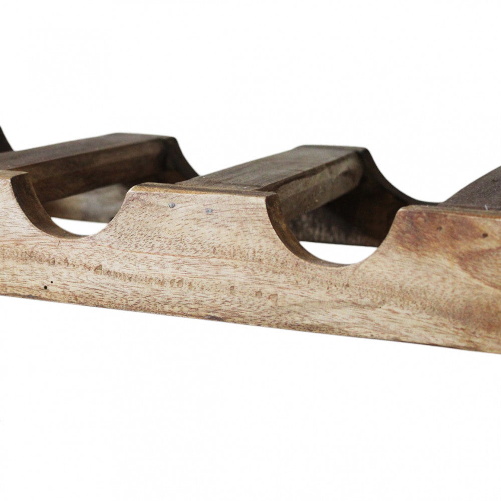 Cantinetta portabottiglie rettangolare fisso marrone in legno massello di mogano 55x23xH85 cm