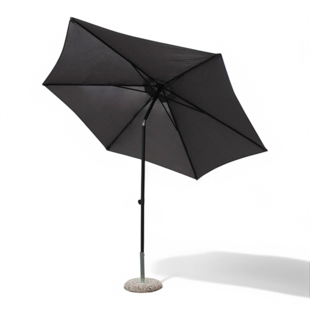 Ombrellone da giardino quadrato 2x2 mt nero con palo centrale grigio in alluminio e telo in poliestere 4 stecche