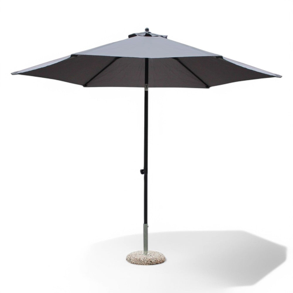 Ombrellone da giardino quadrato 2x2 mt nero con palo centrale grigio in alluminio e telo in poliestere 4 stecche