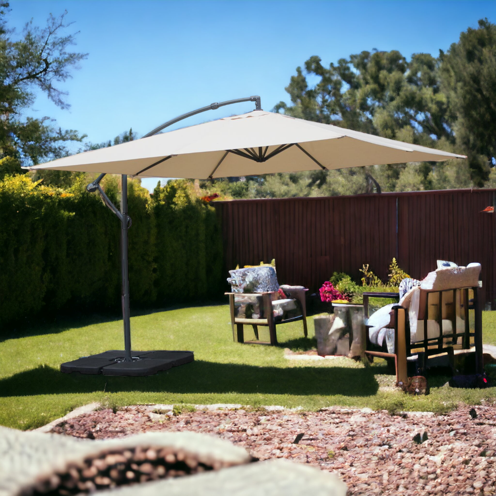 Parasol à mât latéral 3x3 m en aluminium à inclinaison réglable Beige