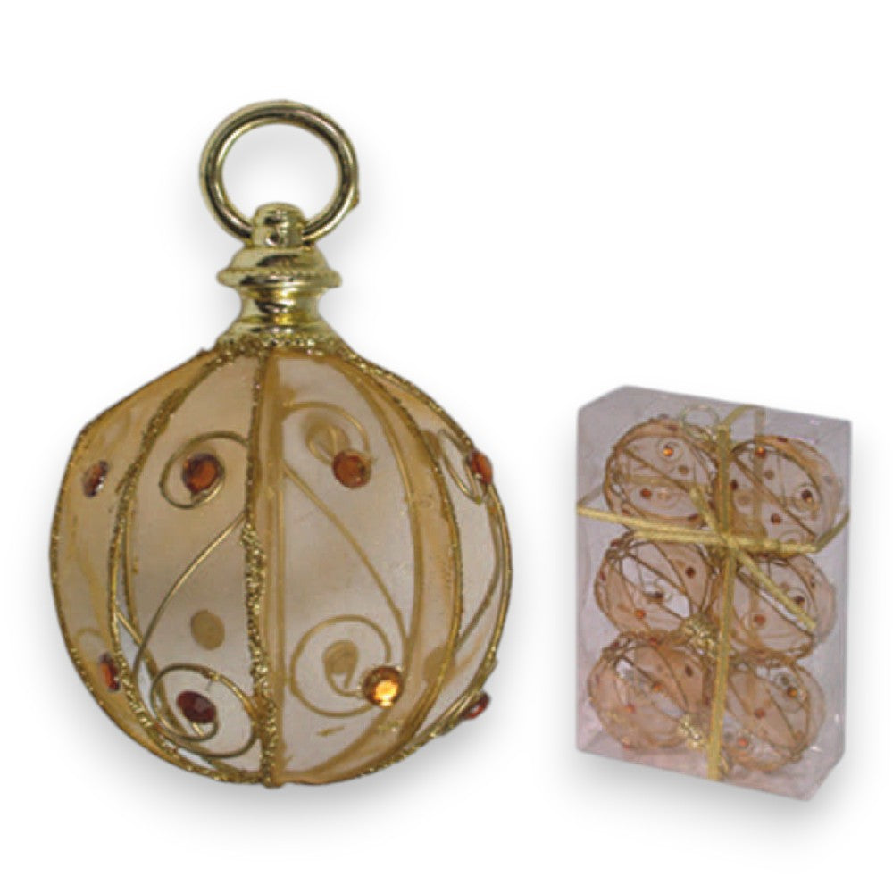Sphères rondes en maille dorée - ø 80 mm en paquet. 6 pièces