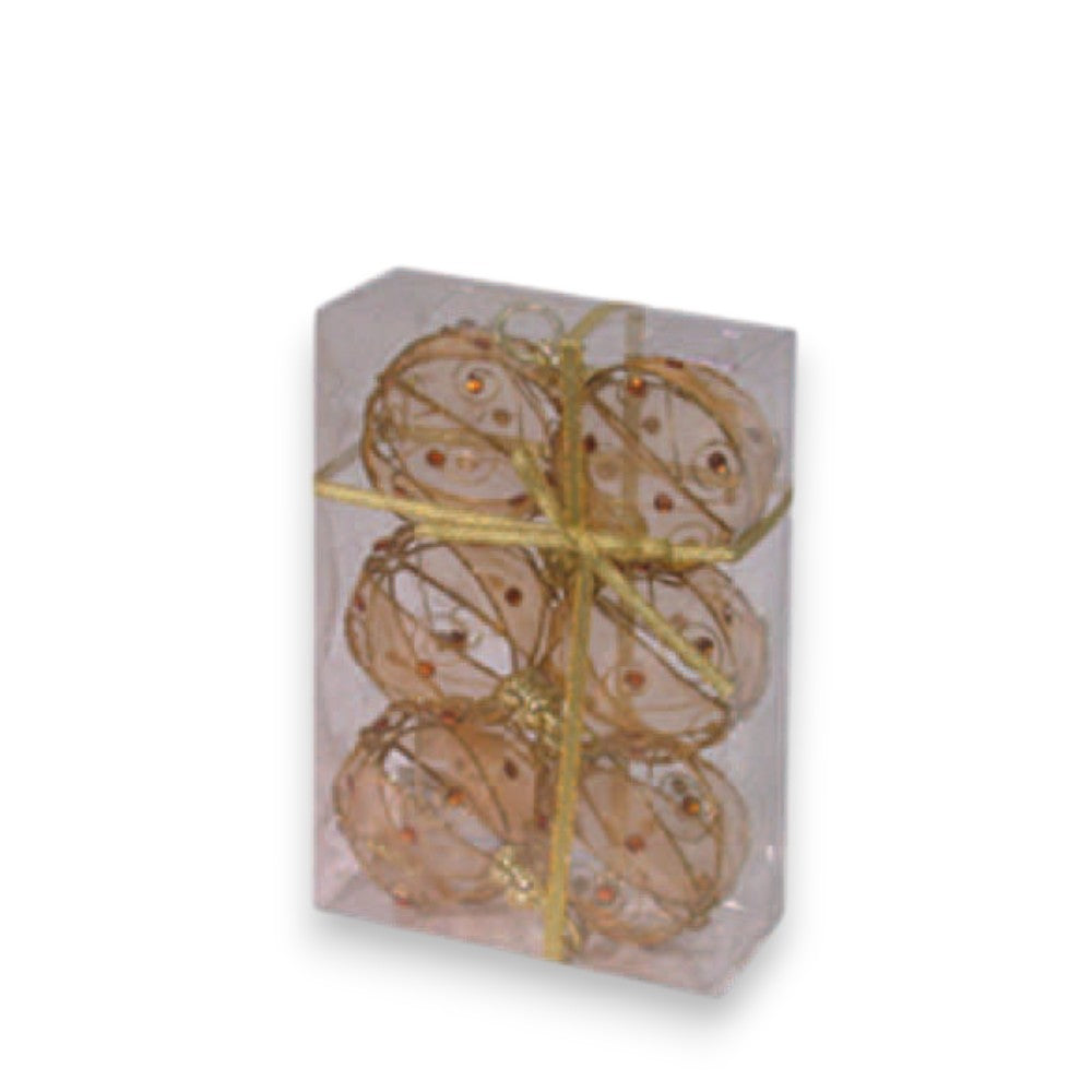 Sphères rondes en maille dorée - ø 80 mm en paquet. 6 pièces