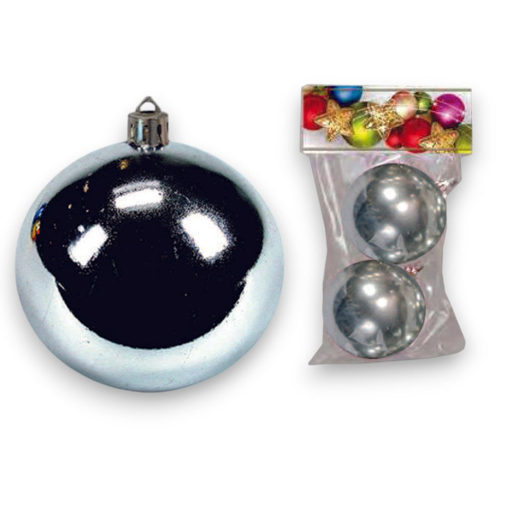 Sphères lisses de couleur argent - 80 mm en paquet de 2 pièces