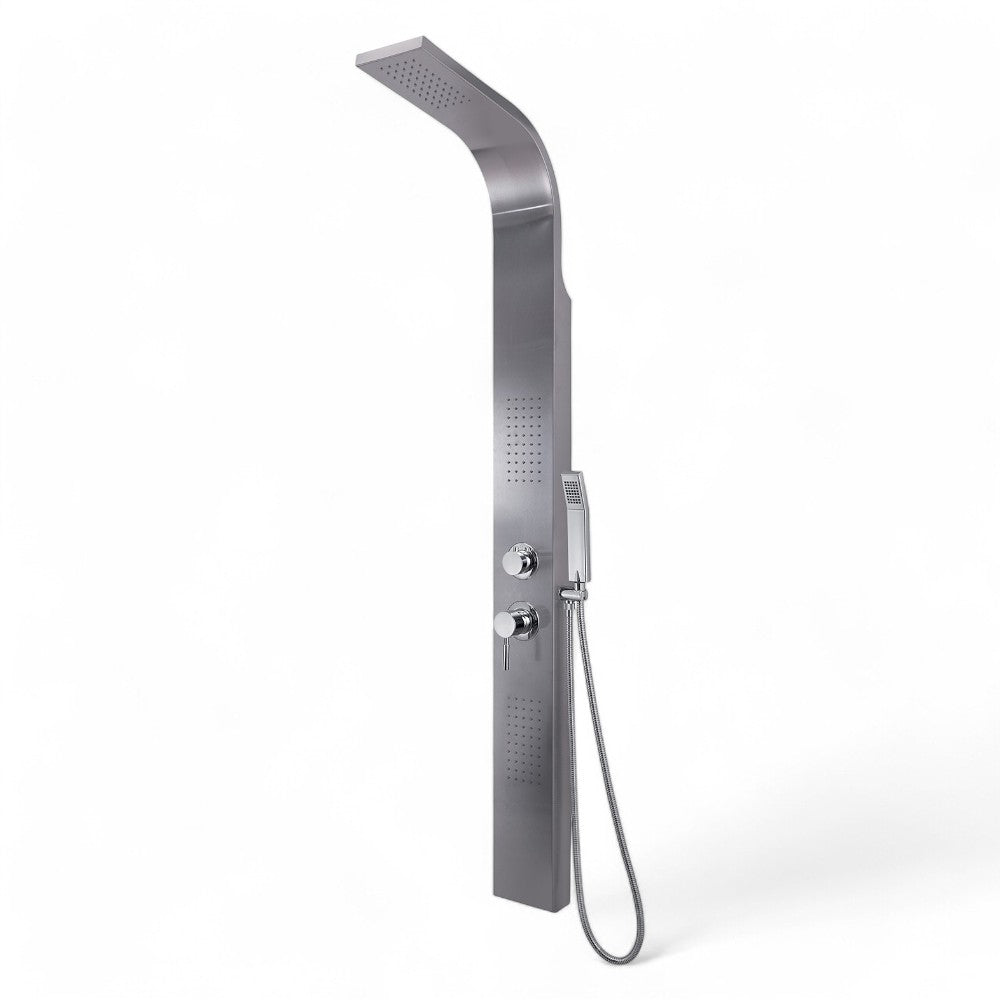 Pannello doccia multifunzione in acciaio inox con getti massaggio e miscelatore manuale Massage 01