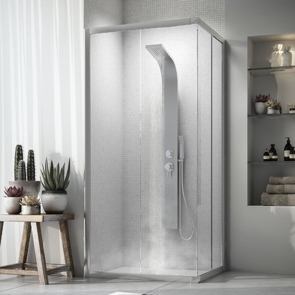 Pannello doccia multifunzione in acciaio inox con getti massaggio e miscelatore manuale Massage 01