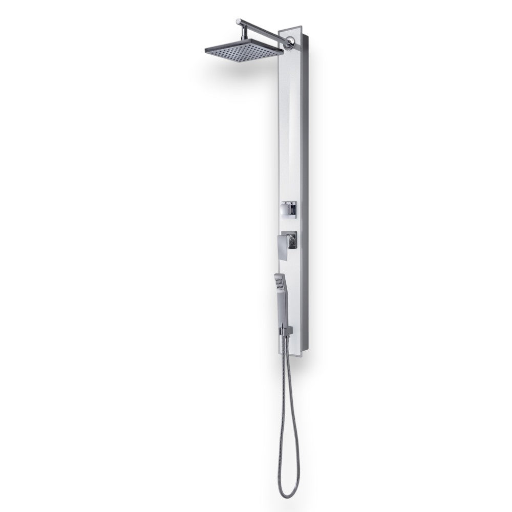 Pannello doccia in vetro temperato e acciaio inox h130 cm con miscelatore manuale Style 01