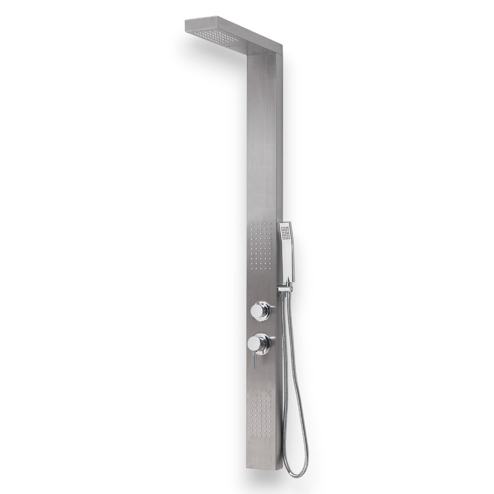 Pannello doccia in acciaio inox h155 cm con getto a cascata e deviatore acqua a 4 vie Cascade 00