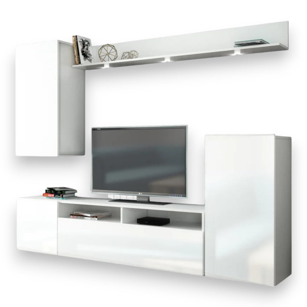 système mural 'bridge' blanc/blanc brillant 210x36,5x170h cm