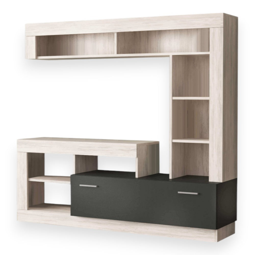 mur équipé 'lea' pin clair/anthracite cm 175x40x170h