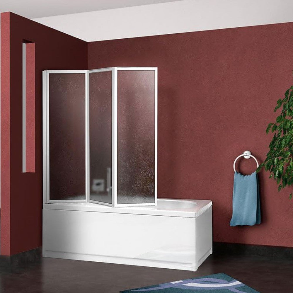 Parete sopravasca 1 lato in con struttura in alluminio e acrilico bianco 3 ante 134 cm