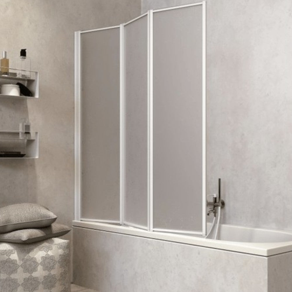 Parete sopravasca 1 lato in con struttura in alluminio e acrilico bianco 3 ante 134 cm