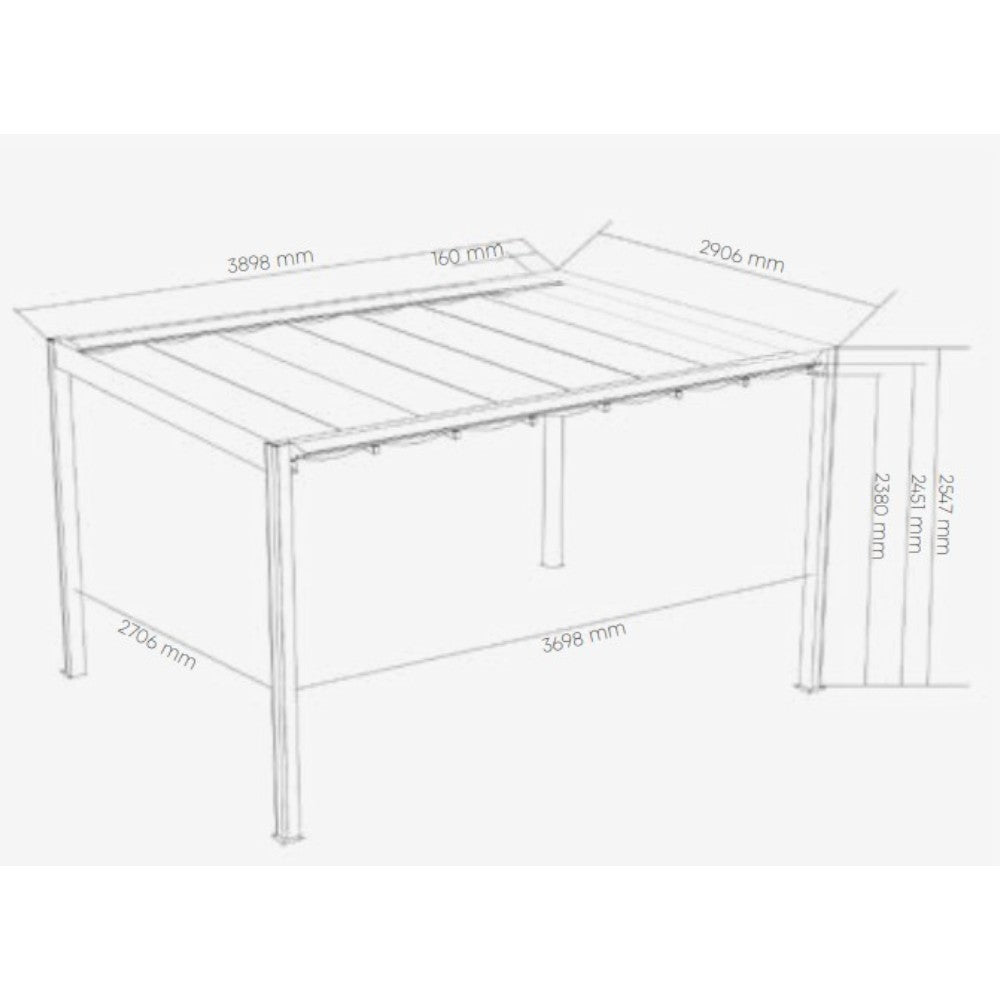 Gazebo pergola bioclimatica motorizzata da esterno in alluminio 3x4 mt con sistema retrattile integrato e illuminazione led