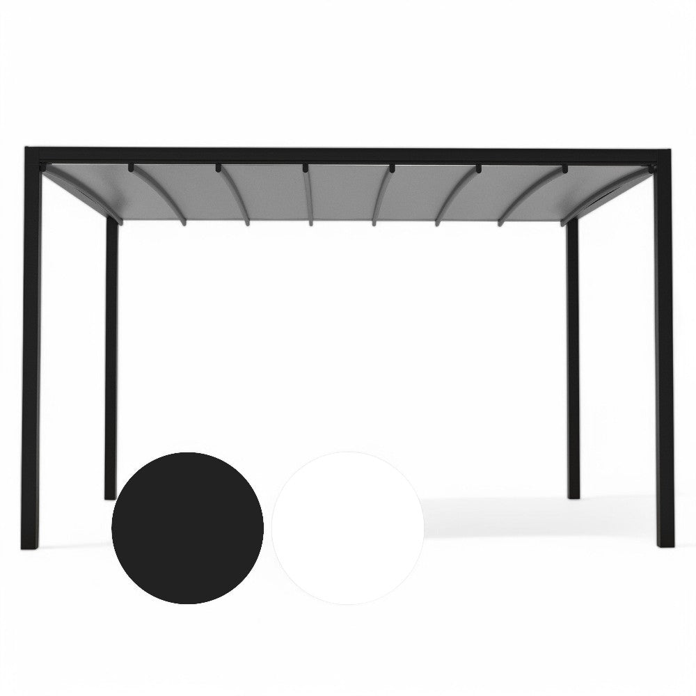 Gazebo pergola bioclimatica motorizzata da esterno in alluminio 3x4 mt con sistema retrattile integrato e illuminazione led